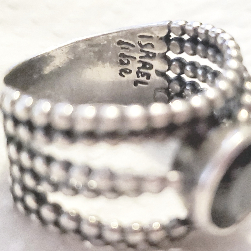 Vtg Didae Shablool Israel Onyx Sterling Silver Wide Band Ring Sz 8  HTF - Picture 11 of 13